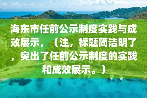 海東市任前公示制度實(shí)踐與成效展示，（注，標(biāo)題簡(jiǎn)潔明了，突出了任前公示制度的實(shí)踐和成效展示。）