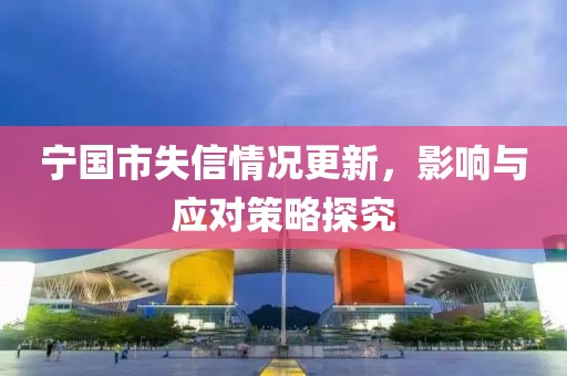 寧國市失信情況更新，影響與應(yīng)對(duì)策略探究