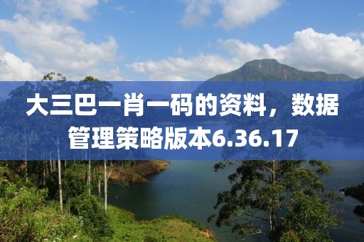 大三巴一肖一碼的資料，數(shù)據(jù)管理策略版本6.36.17