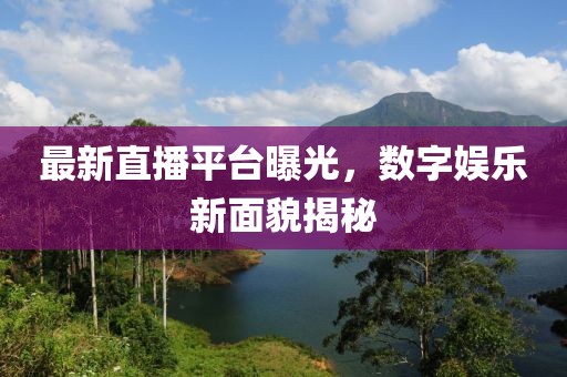 最新直播平臺曝光，數(shù)字娛樂新面貌揭秘