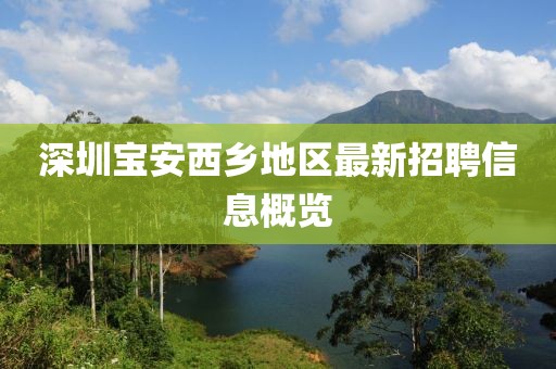 深圳寶安西鄉(xiāng)地區(qū)最新招聘信息概覽